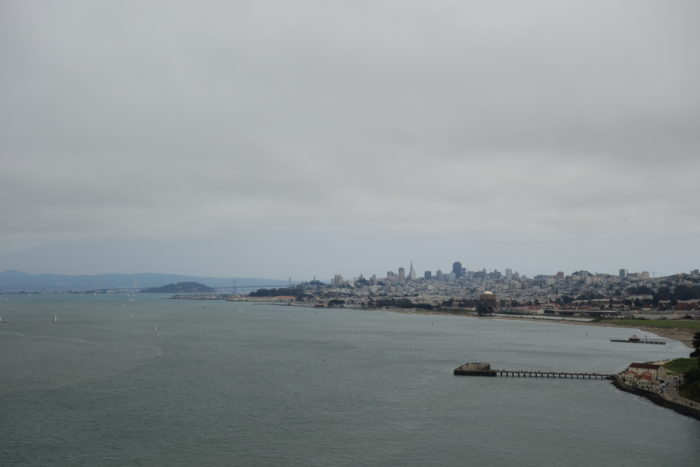 Blick von der Golden Gate Bridge auf San Francisco
